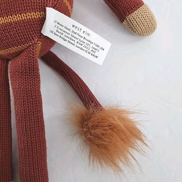 West Elm Knit Lion Plush Stuffed Animal Soft Crib Toy Brown Sewn Eyes 16" Floppy - Picture 6 of 13